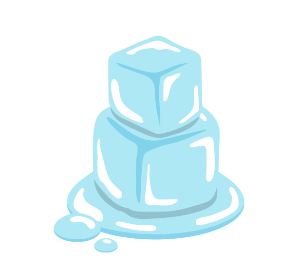 漫画卡通插画矢量的冰块，冰冷透明，冻结融化图片下载