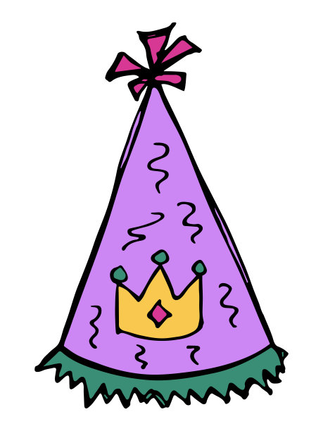 手绘派对帽插图。生日帽涂鸦。假日剪纸艺术图片下载