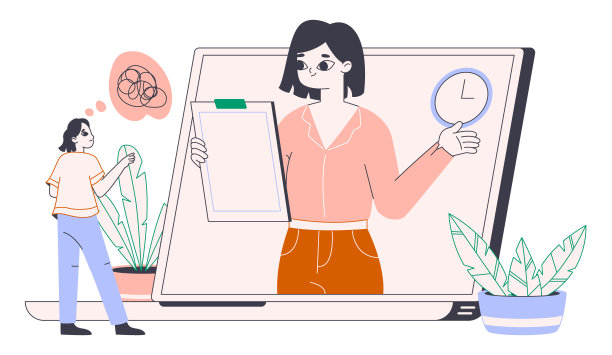 平在线医疗服务，医生辅助平台。治疗视频通话，医患对话平面矢量插图。心理服务理念图片下载