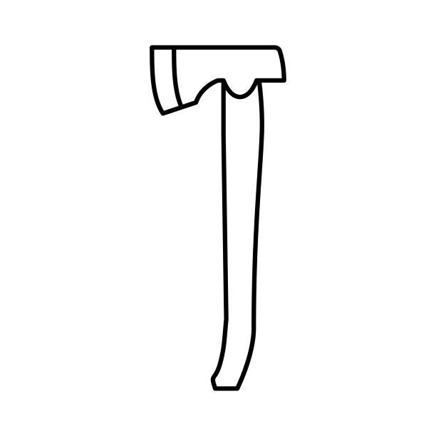 木匠斧头斧头线图标矢量插图图片下载