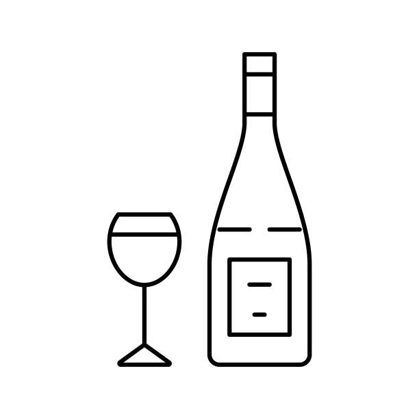 黑皮诺红酒线条图标矢量图图片下载