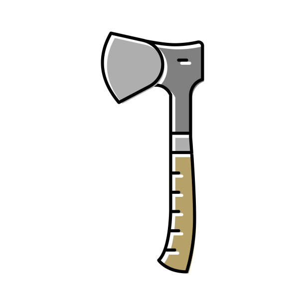 斧头斧头颜色图标矢量插图图片下载