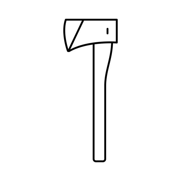 矿工斧头斧头线图标矢量插图图片下载