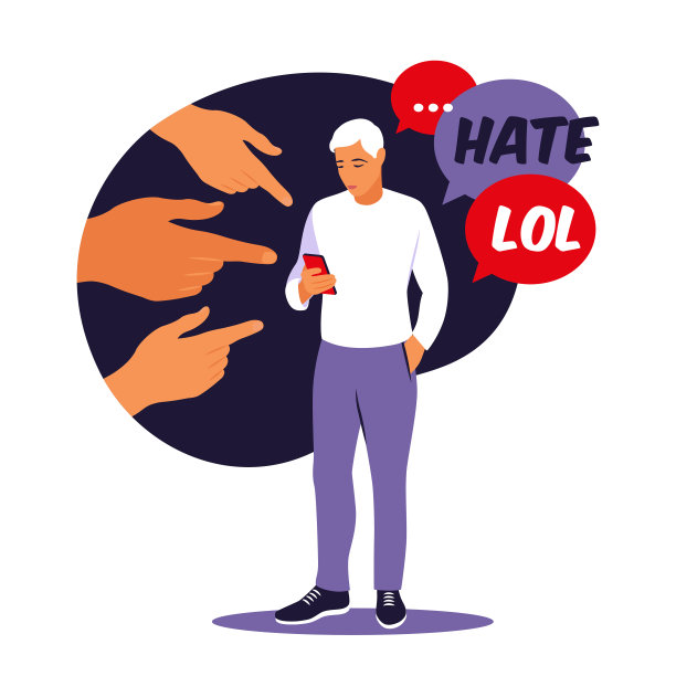 欺负的概念。舆论和社会压力。耻辱。人们的手指向女孩。Non-confident男人。向量。平图片下载