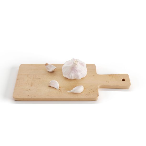 白色背景的木板上的大蒜的3d渲染图片下载