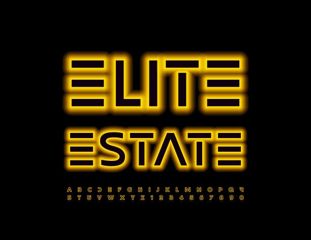 矢量广告旗帜精英地产。电子字母、字母和数字套装图片下载