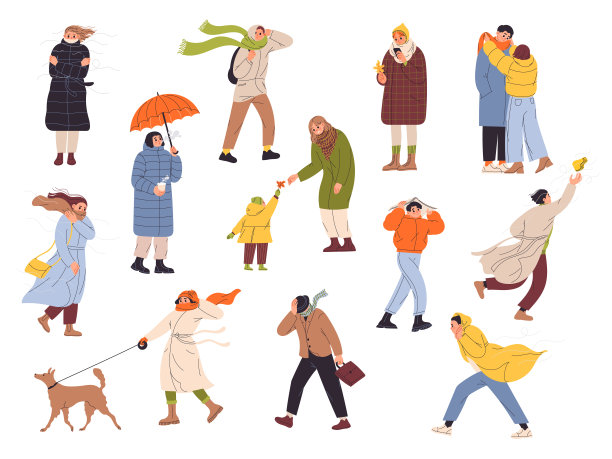 人们穿着秋冬的衣服走在街上图片下载