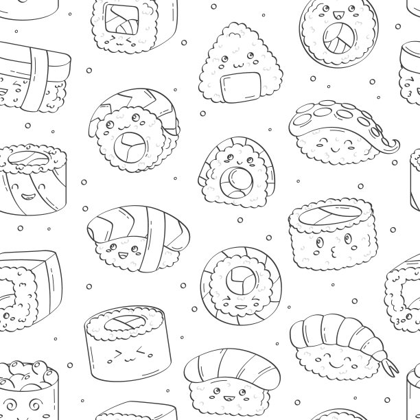 卡哇伊寿司无缝图案图片下载