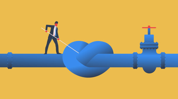 结上石油管道矢量插图。图片下载