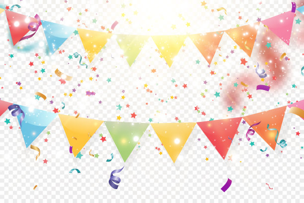 许多彩色的小彩纸和丝带在透明的背景。节日活动和聚会。多色的背景。彩色明亮的五彩纸屑孤立在透明的背景上。图片下载