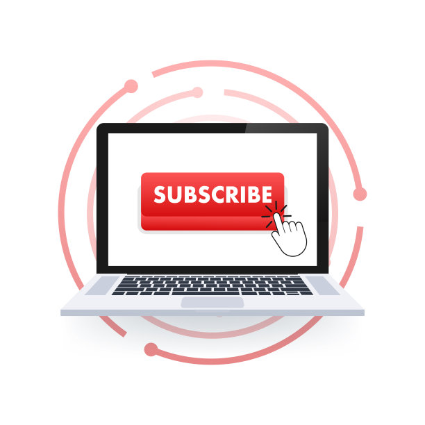 订阅按钮。写博客,推广。社交媒体的概念。流媒体视频。矢量股票插图。图片下载