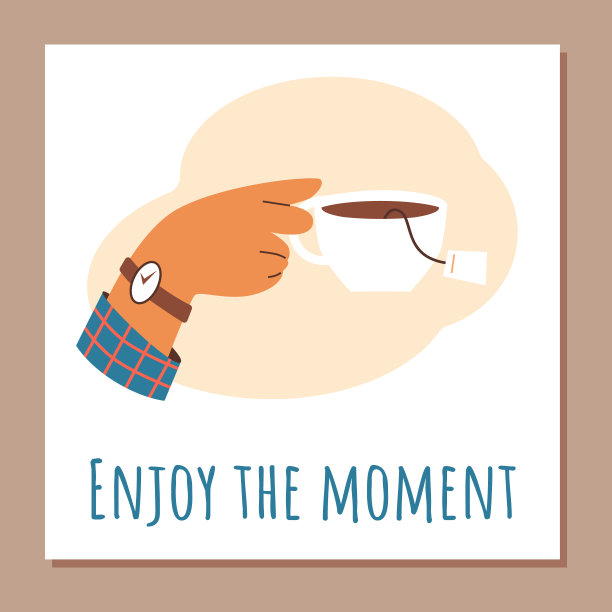 享受横幅或卡片模板平面矢量插图的时刻想法。图片下载