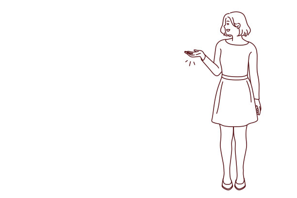 微笑的妇女展示在复印空间图片下载