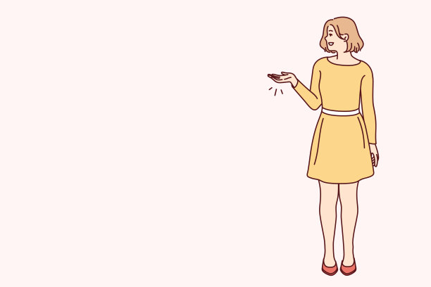 微笑的妇女展示在复印空间图片下载