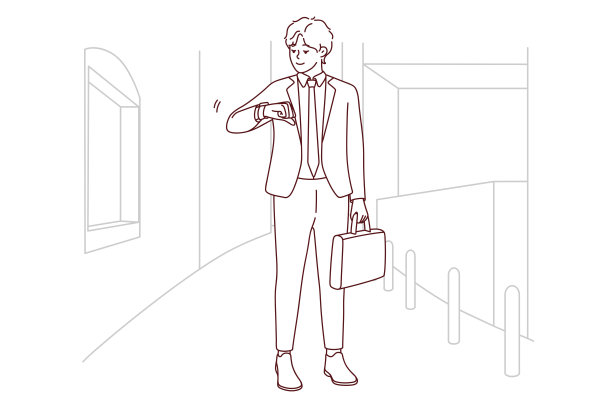 商人在时钟上核对时间图片下载