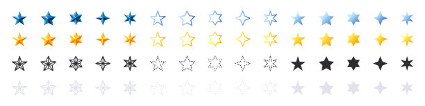 星星图标设置。五颜六色的星星图标。星级图标。矢量图图片下载