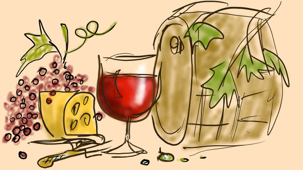 葡萄酒配奶酪图片下载