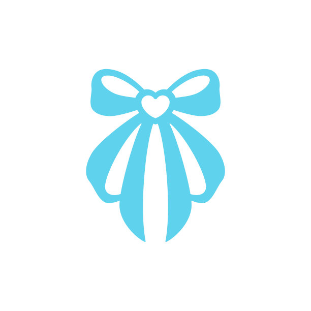 蓝色优雅的弯蝴蝶结组织丝带为节日惊喜装饰图标矢量平图片下载