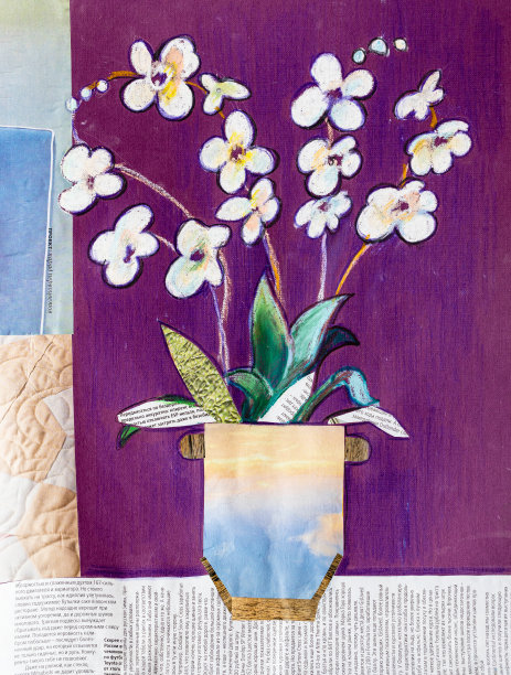 窗台上陶罐里的兰花图片下载