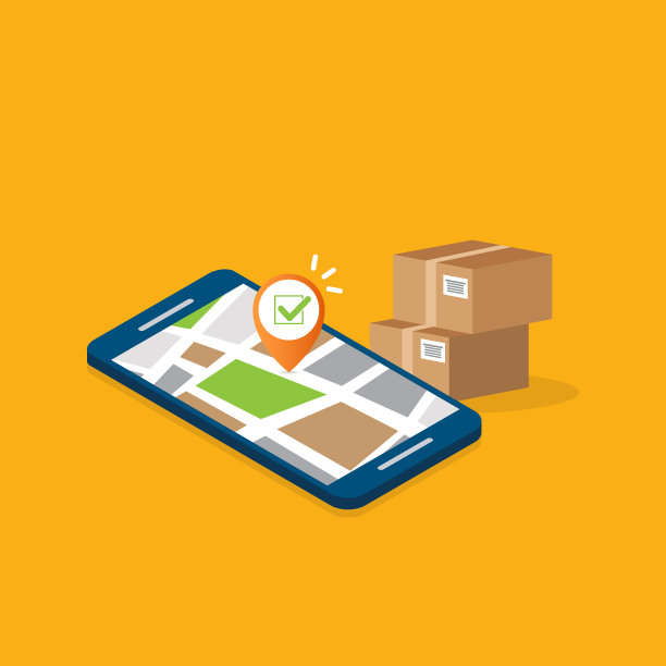 手机发送过程通知。快递，送货上门，非接触式和路边取货。矢量图图片下载