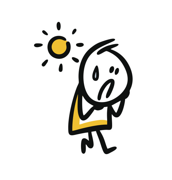 天气很热，阳光灿烂，男人走在太阳下出汗。图片下载