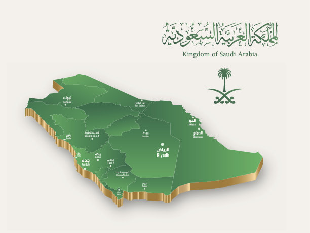 沙特阿拉伯地图矢量，抽象设计矢量图片下载