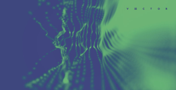 带有动态发射粒子的数组。3d技术风格。抽象的背景。矢量插图。图片下载