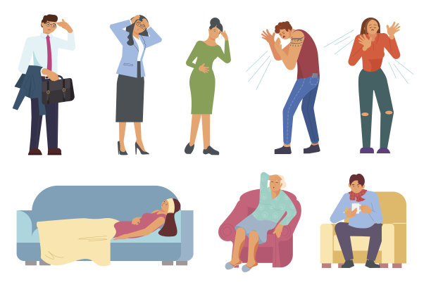 套年轻或老年男女有疾病。图片下载