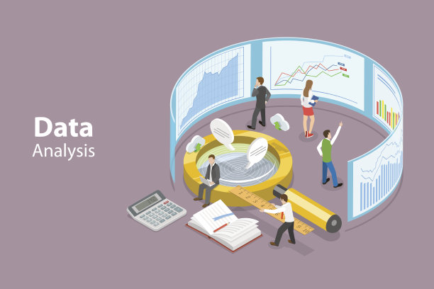 数据分析的三维等距平面矢量概念插图图片下载