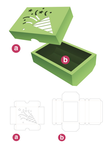 圣诞盒模切模板和3D模型图片下载