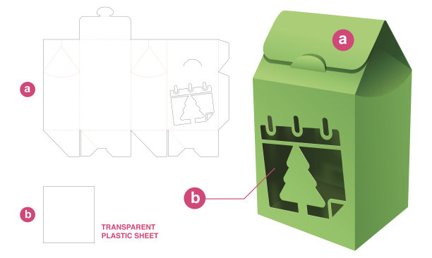 圣诞盒模切模板和3D模型图片下载