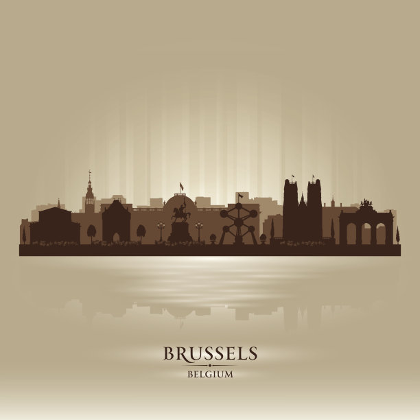 比利时布鲁塞尔城市天际线剪影图片下载