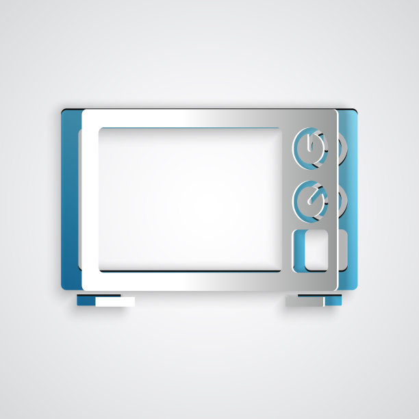 剪纸微波炉图标孤立在灰色图片下载