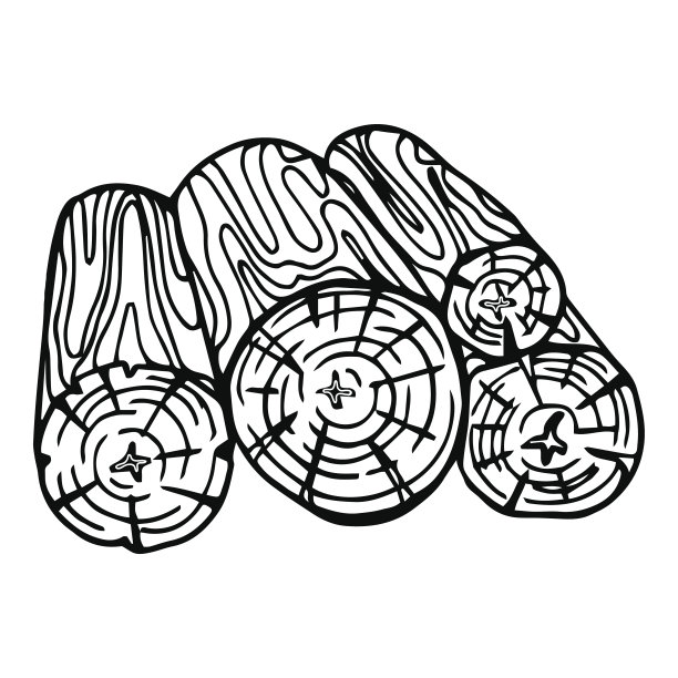 设置与原木堆在草图风格图片下载