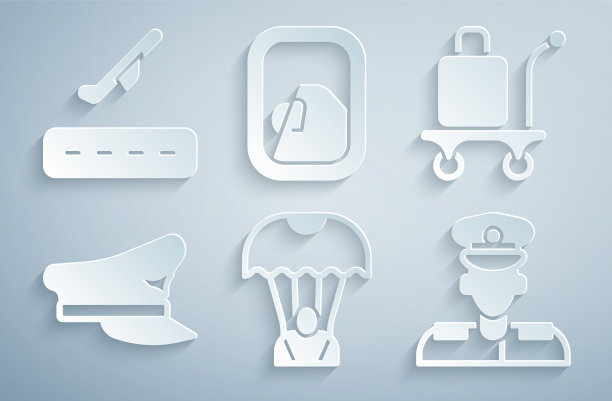 设置降落伞推车行李飞行员帽图片下载