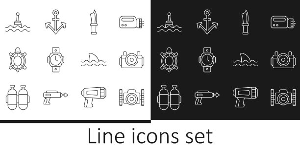 为潜水刀设置直线照相相机图片下载