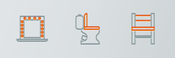 设置线椅化妆镜与灯光和图片下载