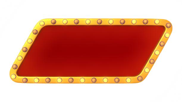 红色边框，金色边框，白色背景，复古广告招牌。三维渲染图片下载