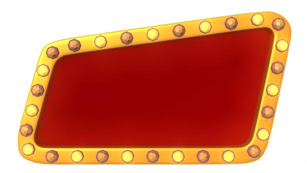 红色边框，金色边框，白色背景，复古广告招牌。三维渲染图片下载