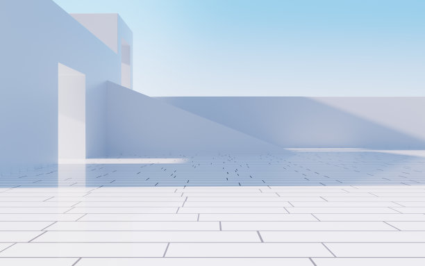 白色抽象几何建筑，户外建筑场景，3d渲染。图片下载