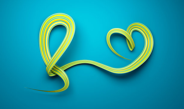 哈萨克斯坦国旗颜色丝带使鞠躬心形癌症意识月3d插图图片下载