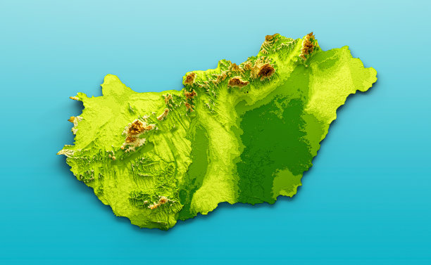 白色背景匈牙利地图3D插画图片下载