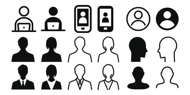 男性，女性用户图标设置，头像轮廓插画，矢量材料图片下载