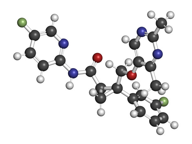 Lemborexant失眠药物分子。3 d渲染。图片下载