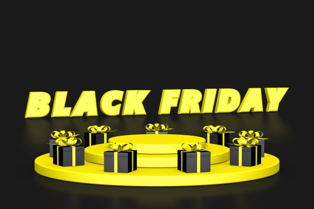 空的产品展示区与黑色星期五的概念，礼品盒图片下载
