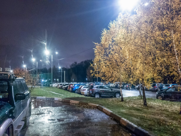 莫斯科庭院的秋天夜景与黄色图片下载