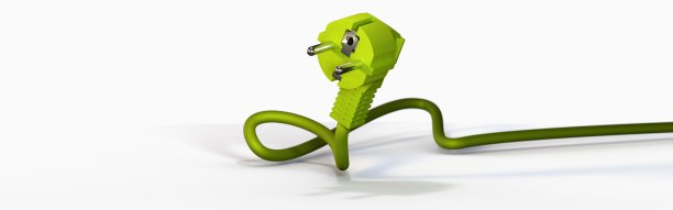 绿色插头的3D插图与电线隔离在白色背景图片下载