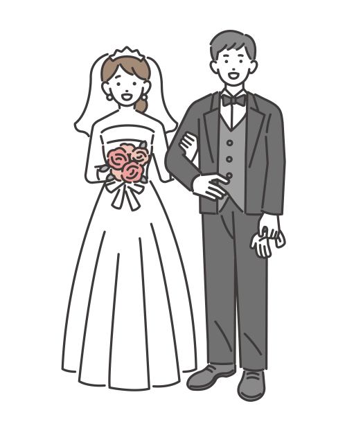 矢量插图材料的微笑新娘和新郎/新娘/婚礼/礼服图片下载