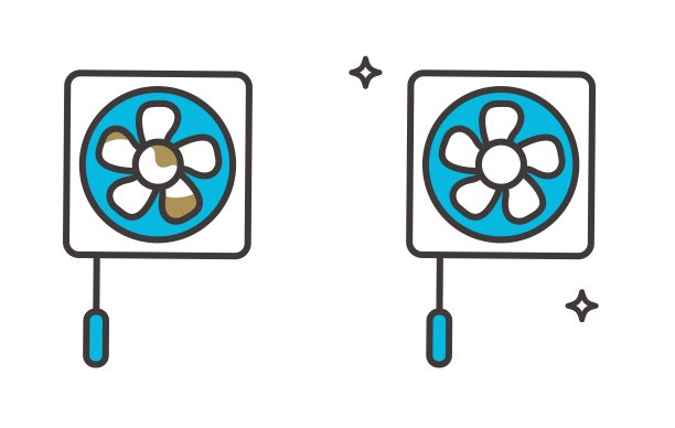 与厨房问题相关的矢量插图，如通风机、煤气炉、下水道/房屋/清洁/污垢图片下载