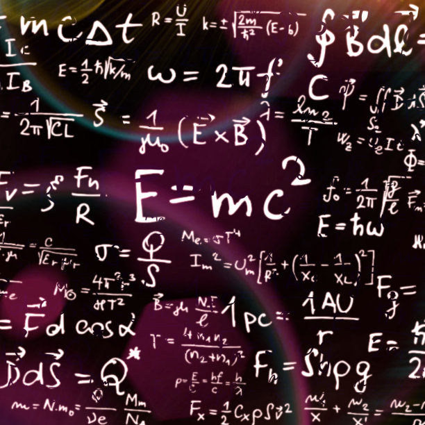 紫色背景上数学公式的抽象图案图片下载